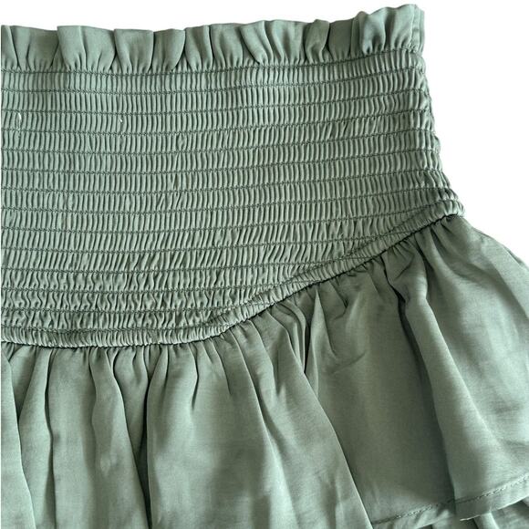ALTAR'D STATE Girls Green Tiered Silky Skirt w/ Shorts Small Juniors NWOT - Picture 6 of 7